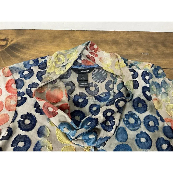 Ali Miles Embroidered Tunic Top Small Rainbow Wearable Art Boho - Picture 2 of 12